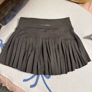 Gray Mini Skater Skirt with Pleats